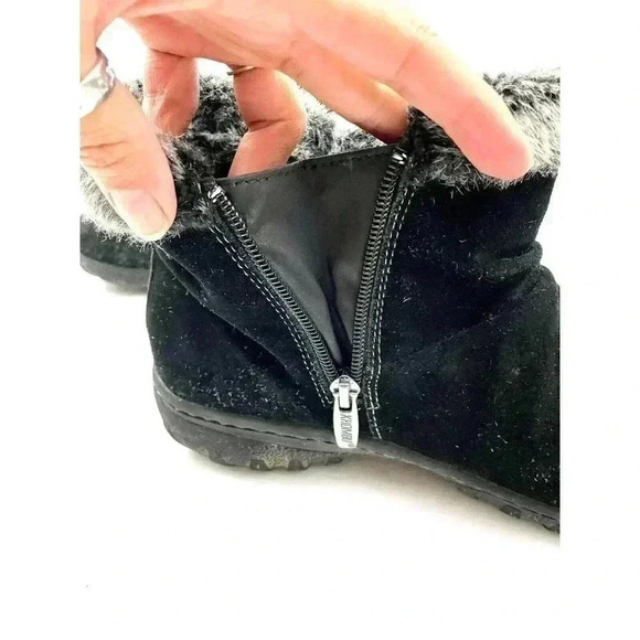 Black Faux Fur Suede Zip Ankle Boots Women’s US Size 7 Khombu - Picture 10 of 10